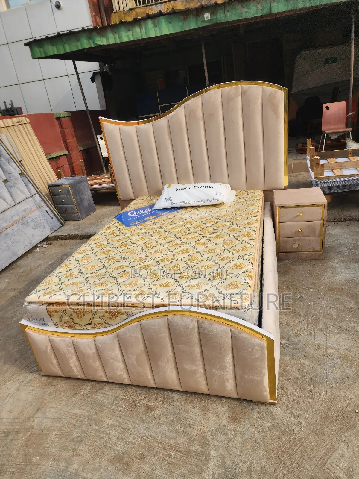 Quality 4.5by6 Upholstery Padded Bed Frame With One Bed Side