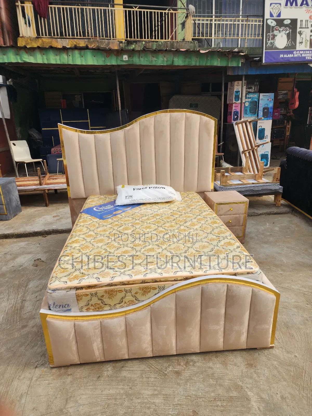 Quality 4.5by6 Upholstery Padded Bed Frame With One Bed Side
