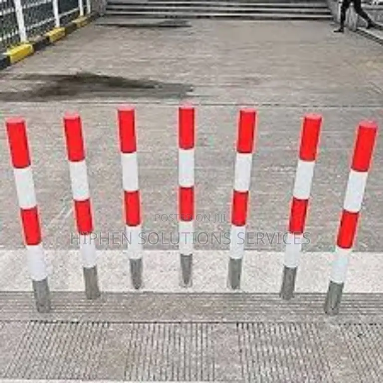 Stainless Steel Parking Barrier Post With Reflective Strips