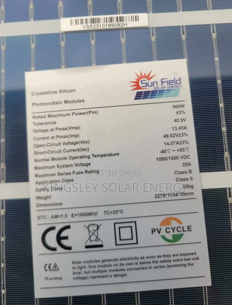 Sun Field Solar Panel (Halfcut) 560watts