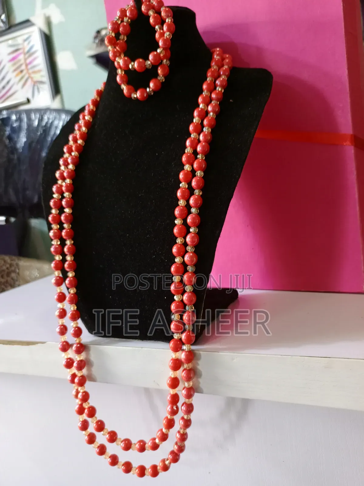 Men's Ceremonial Neck 2 Layers Beads With Bracelets 201