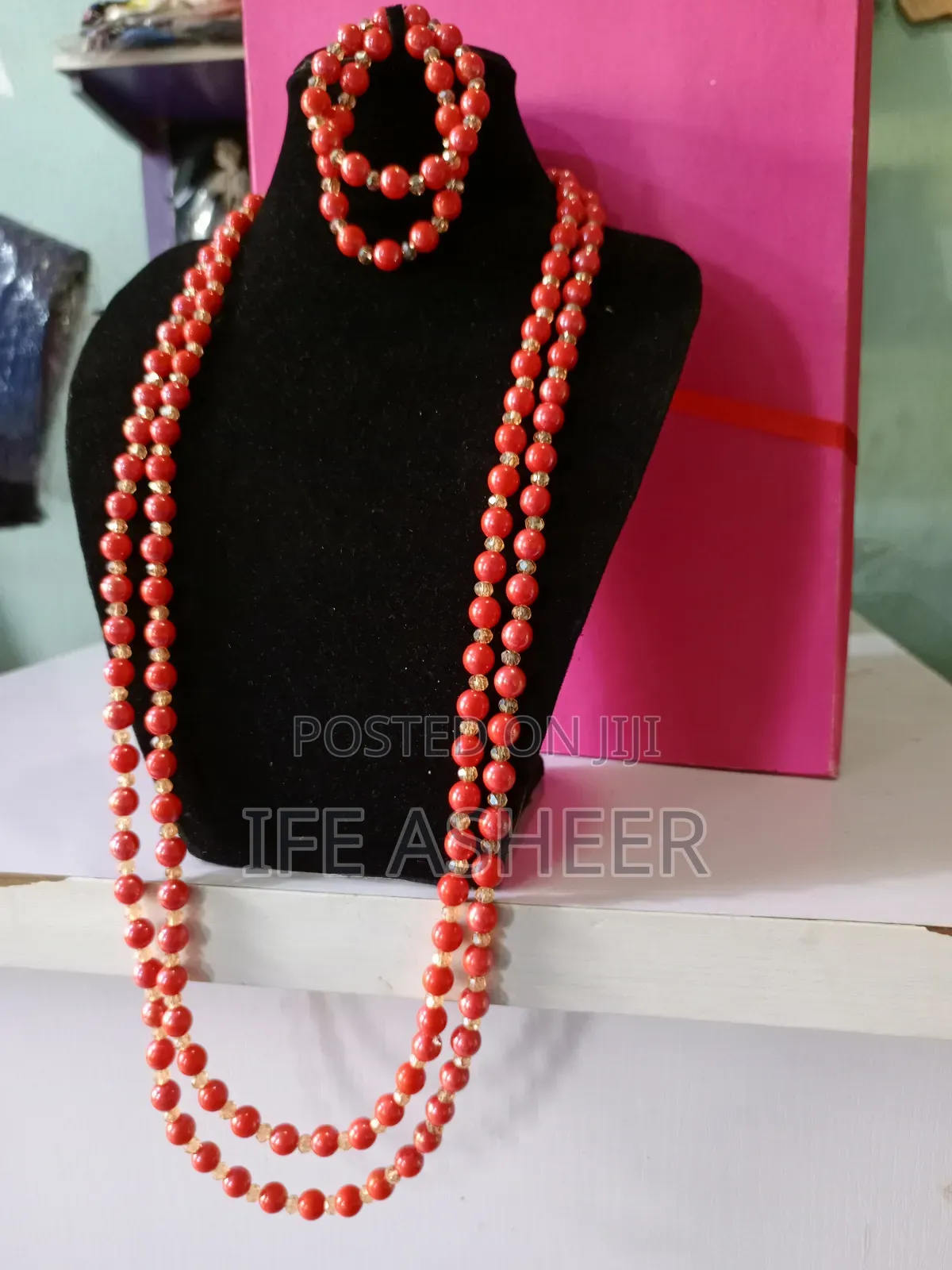 Men's Ceremonial Neck 2 Layers Beads With Bracelets 201