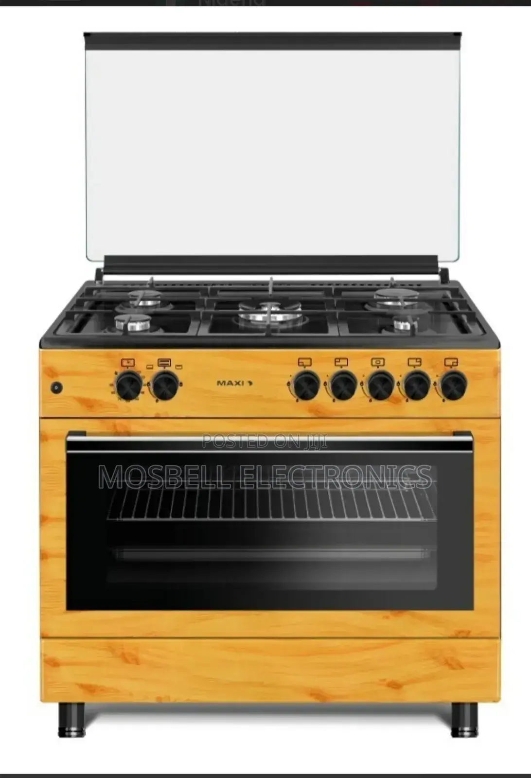 Brand New 90cm Maxi 5 Burner Wood Standing Gascooker