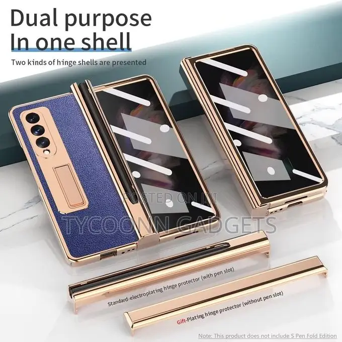 Samsung Z Fold 3 Case With S Pen PC + Leather Magnetic Hinge
