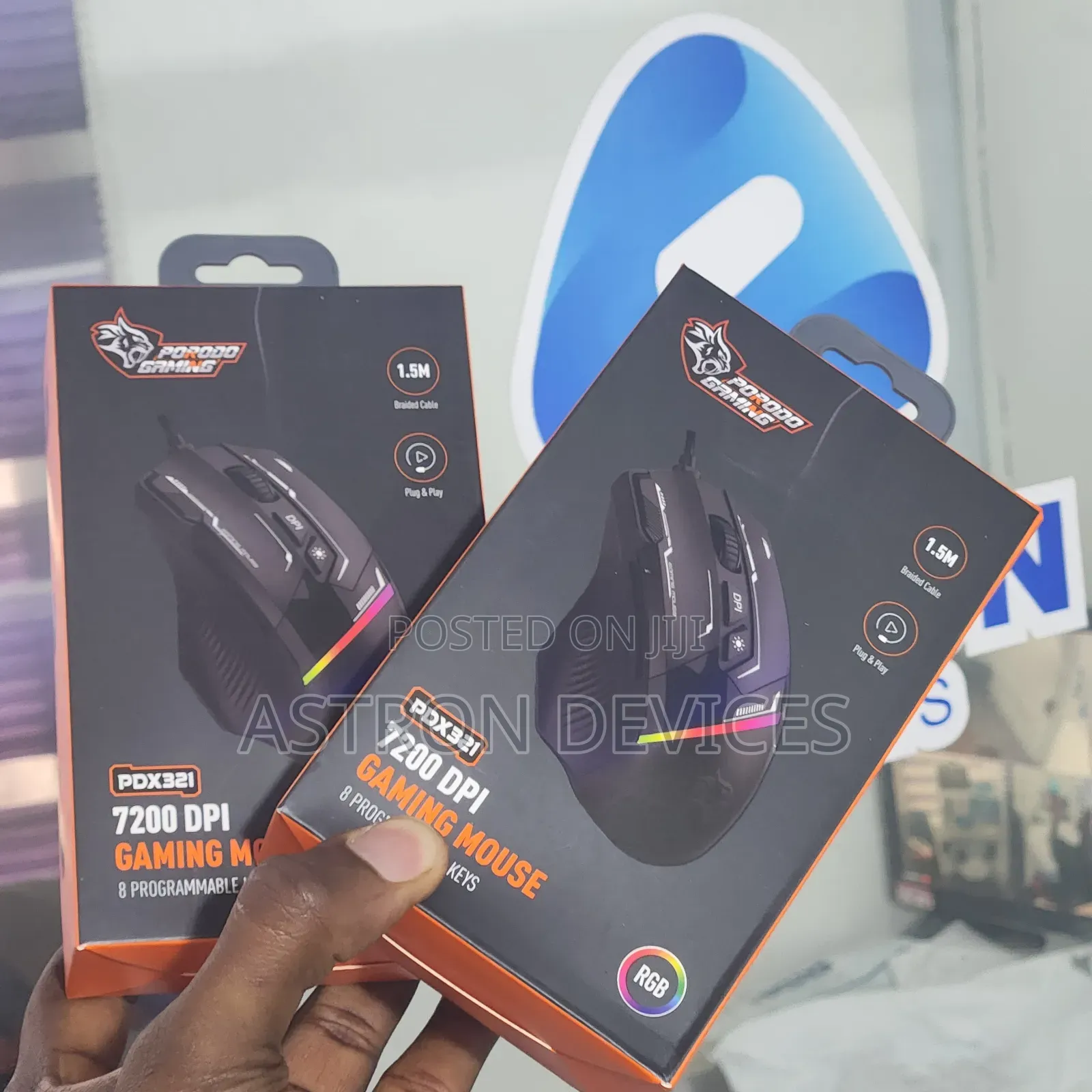 Porodo Gaming 8D RGB Wired Mouse DPI 7200