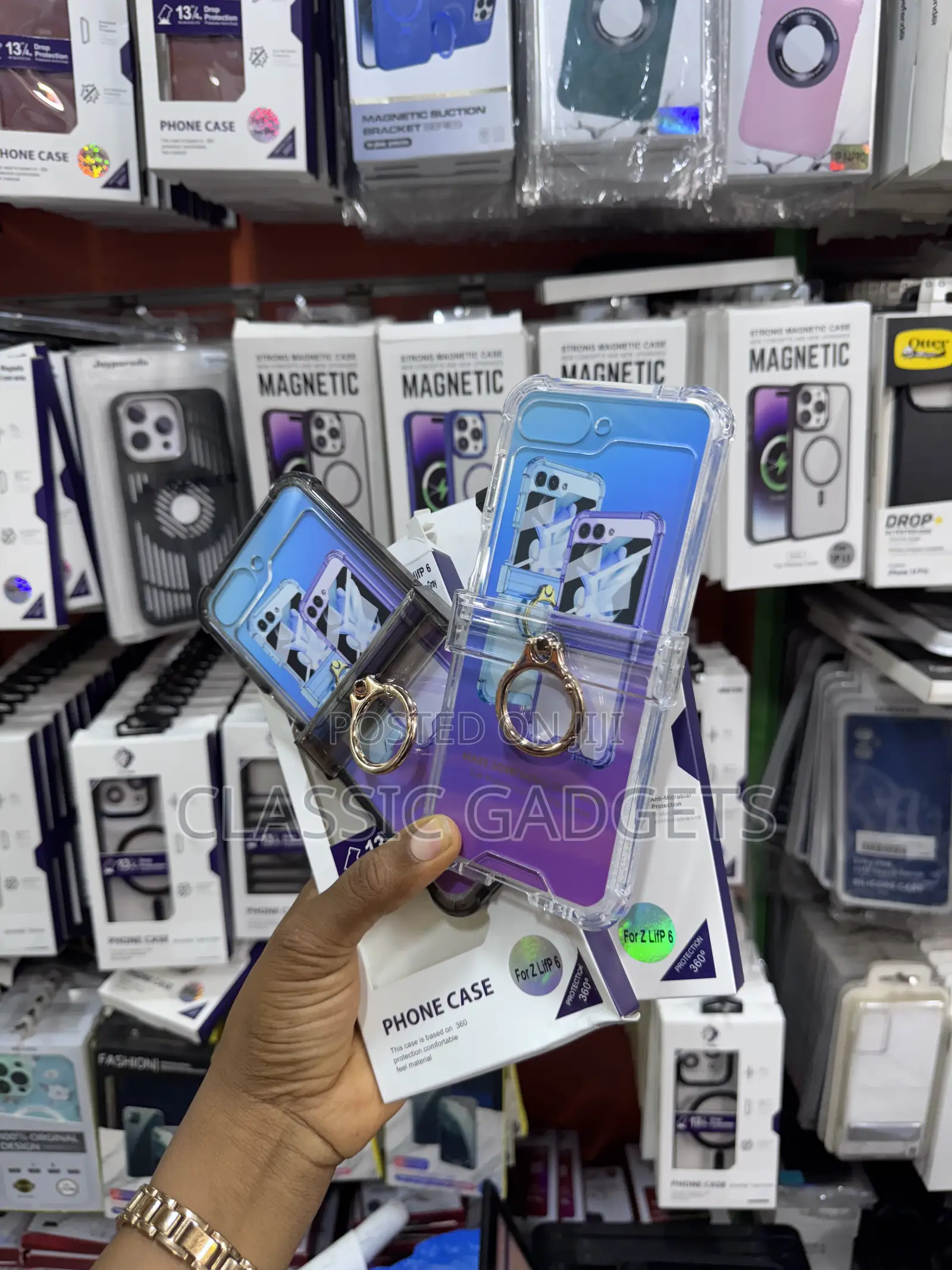 Crystal Clear Cover With Ring Holder for Galaxy Z Flip 6