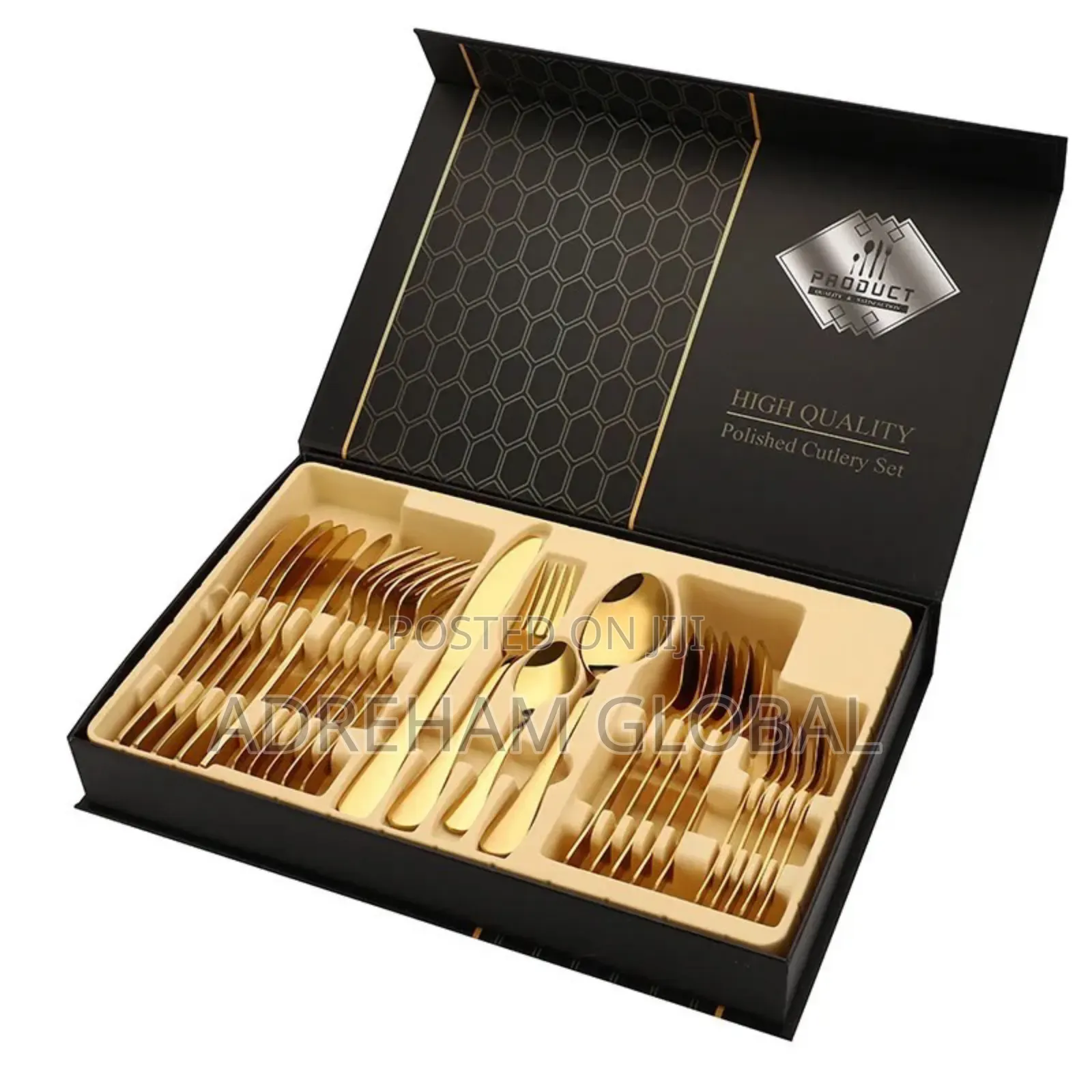 24pc Set of Quality Gold Cutlery Tableware Gift Box