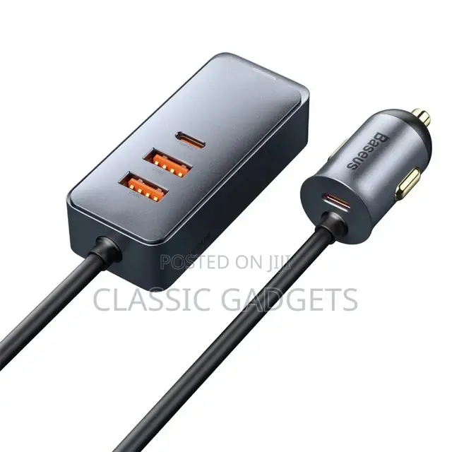 Baseus 120W PD Car Quick Charger With 2 Usb /1 Type-C Ports