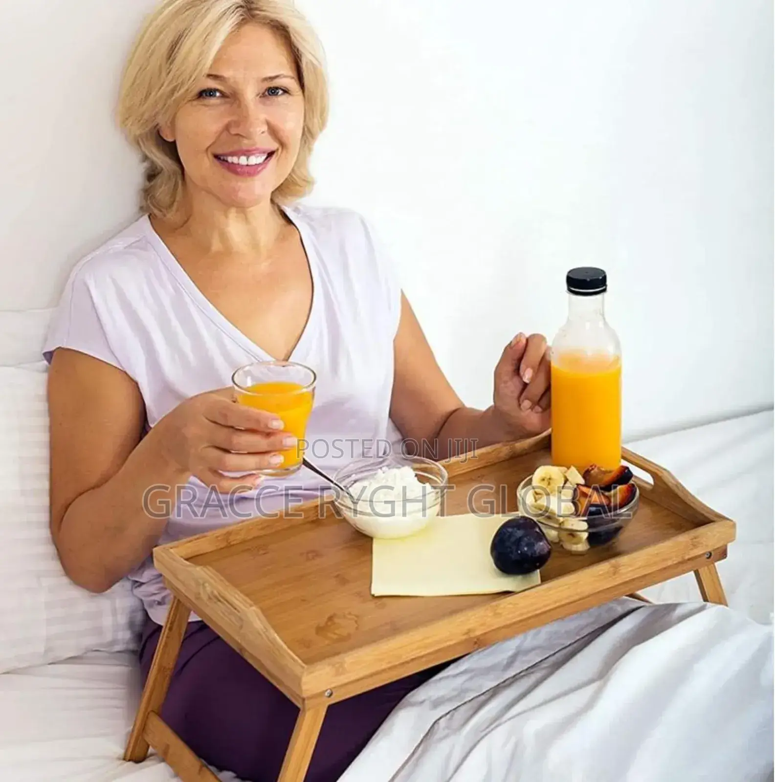 Bamboo Breakfast Tray With Foldable Legs