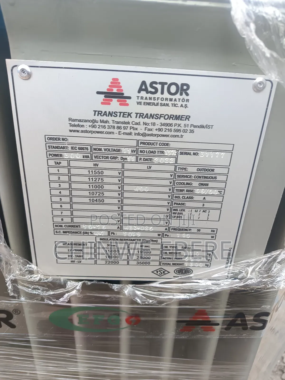 Astor Electrical Transformer Genuine 300kva by 11000VLT