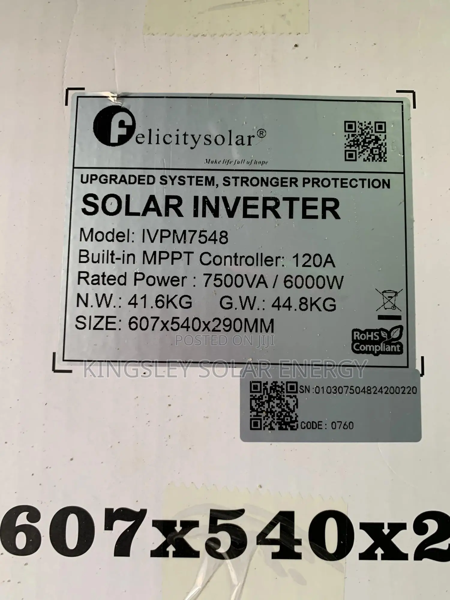 7.5kva/48 Felicity Solar Inverter (Ivpm) Hybrid