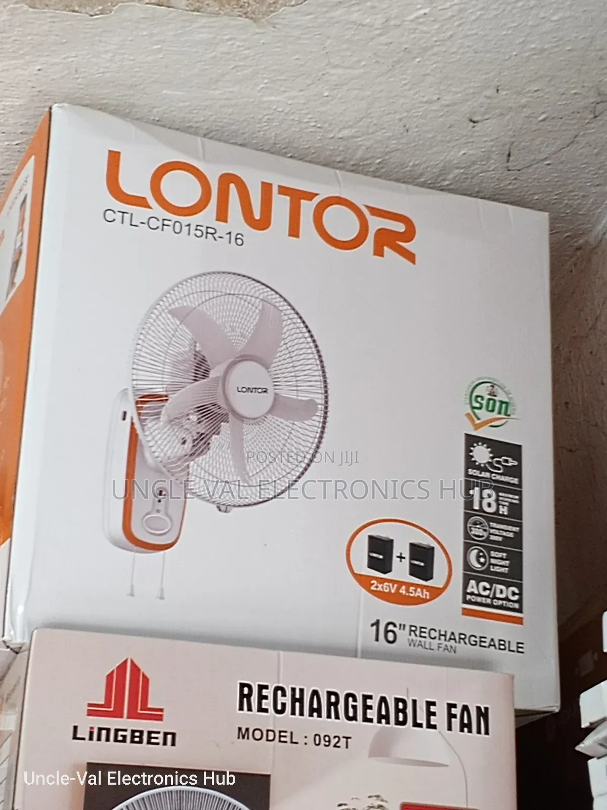 Lontor 16" Rechargeable Wall Fan