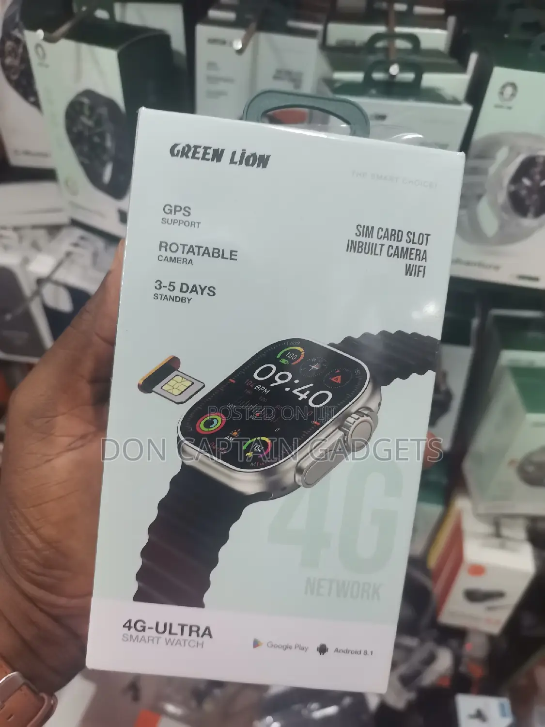 4G Ultra Green Lion Smart Watch With SIM