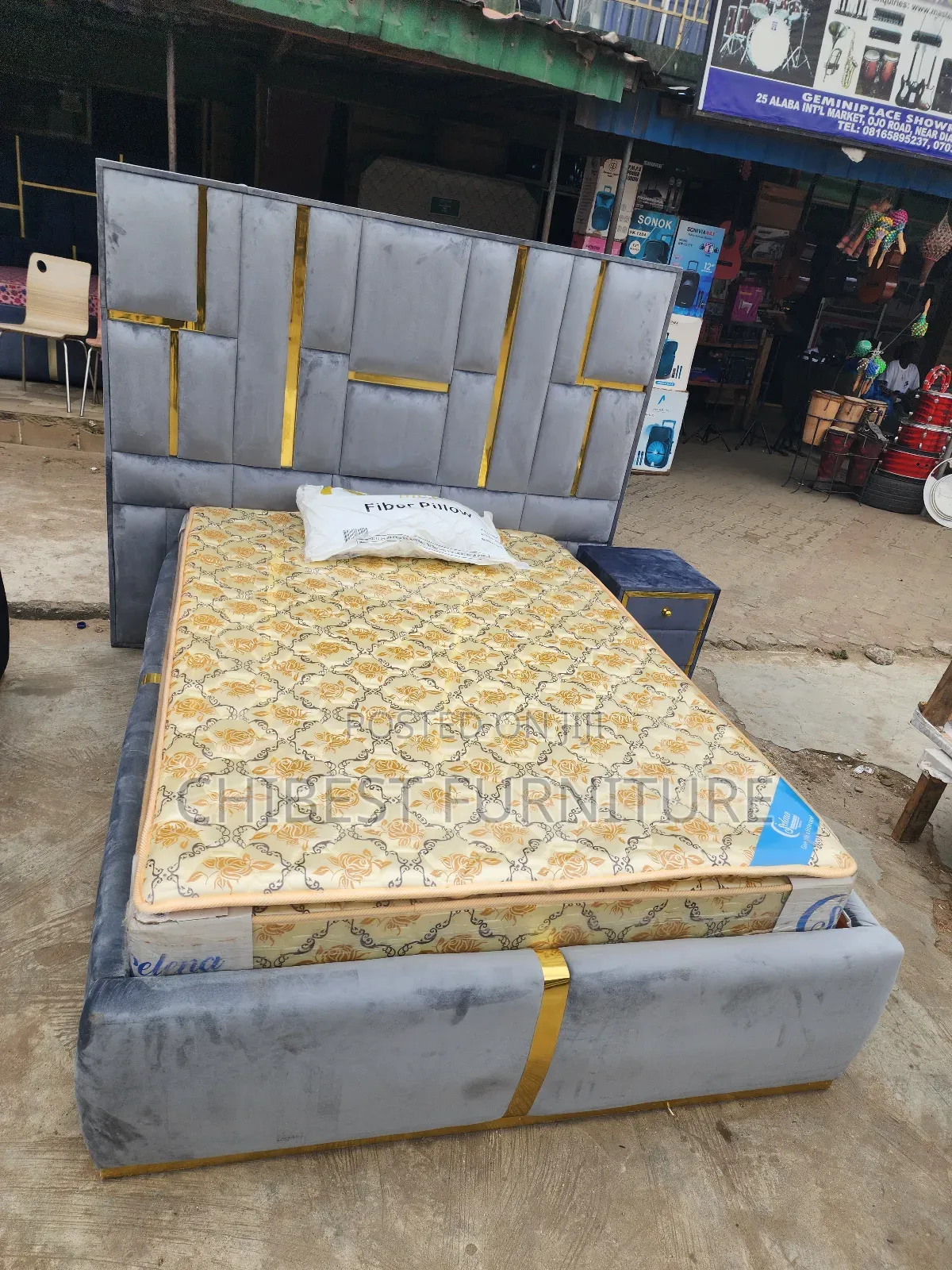 Quality 4.5by6 Upholstery Padded Bed Frame With One Bed Side
