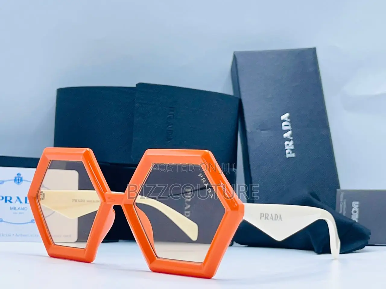 Orignal PRADA Orange Frame Sunglasses Is Available in Store