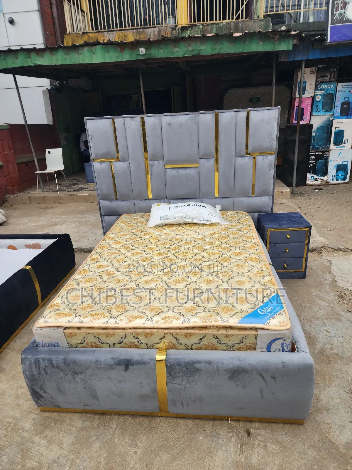 Quality 4.5by6 Upholstery Padded Bed Frame With One Bed Side