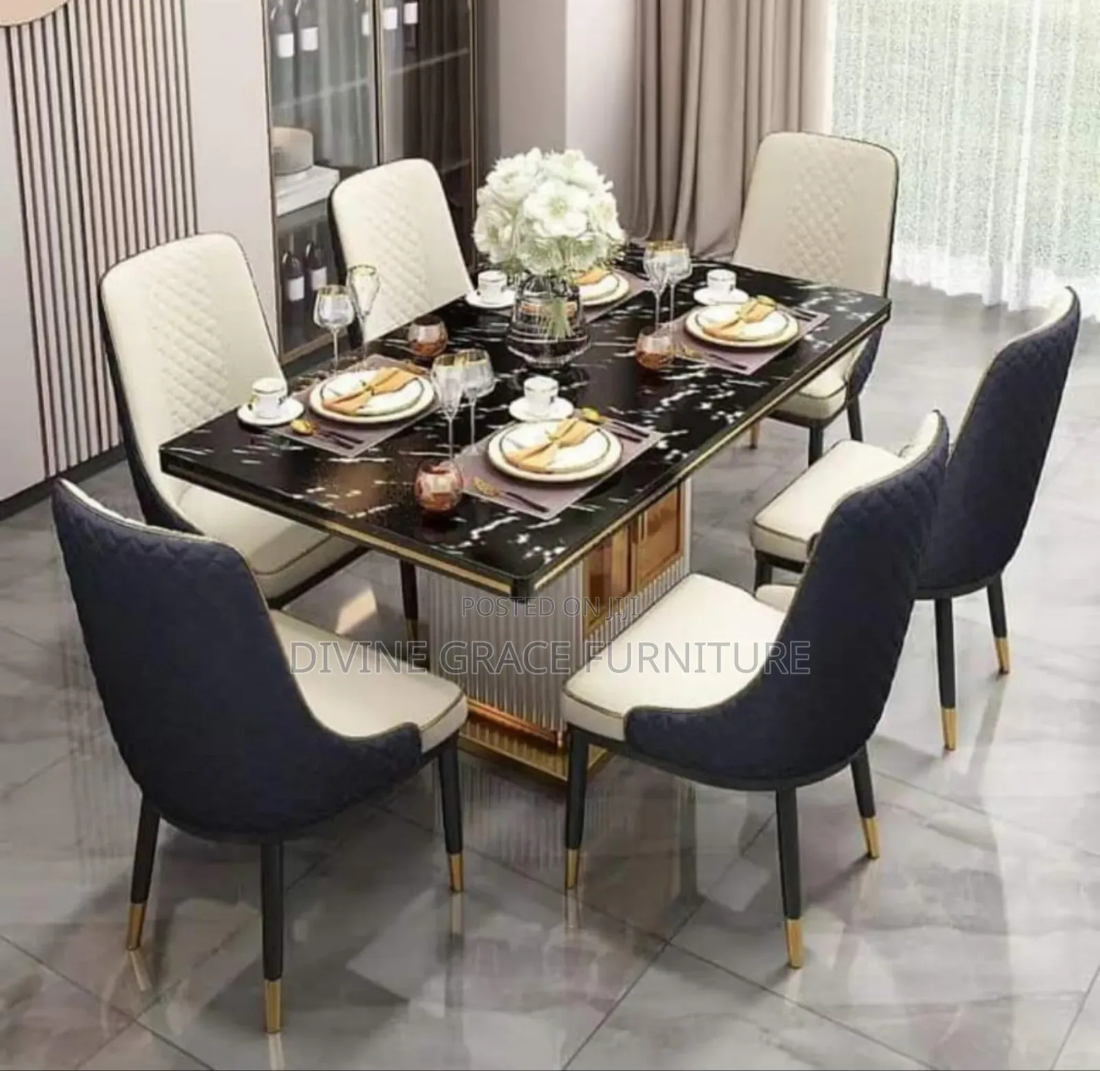 Marble Top Dining Table With 6 Chairs