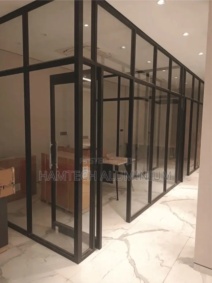 Office Aluminum Partition Glazed With 6mm Tinted Glass