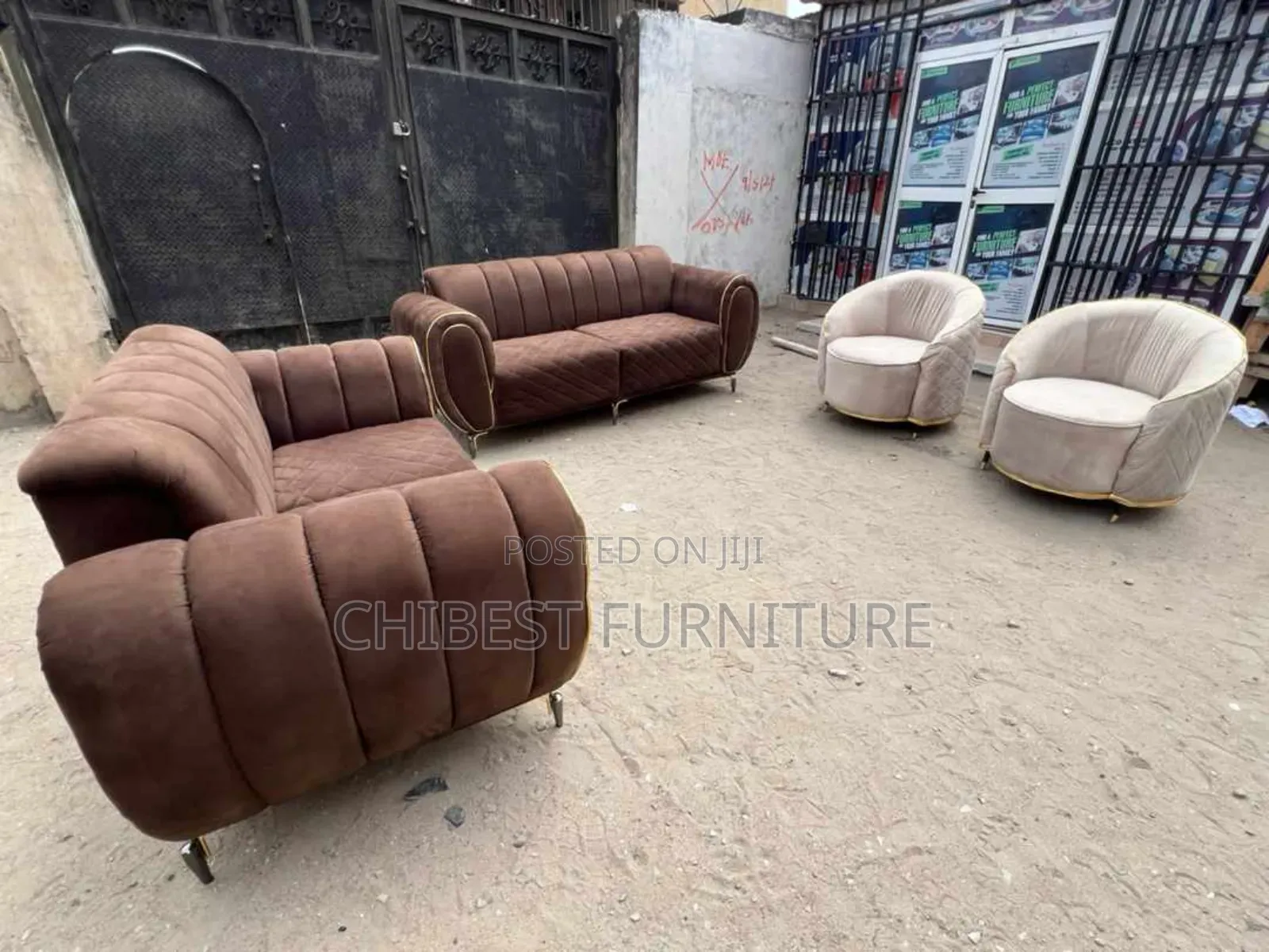 Complete Set of 7 Seaters Upholstery Padded Sofa Chair