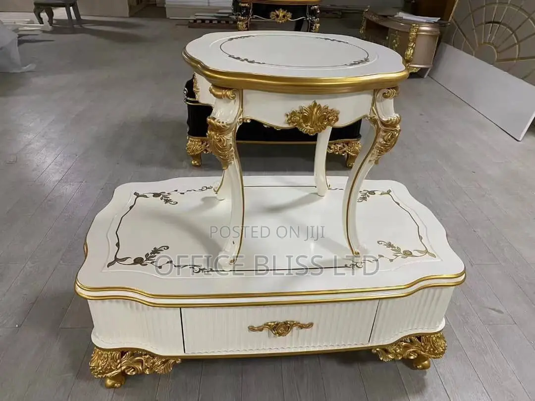 Royal Luxury Center Table With Drawers Two Side Stools