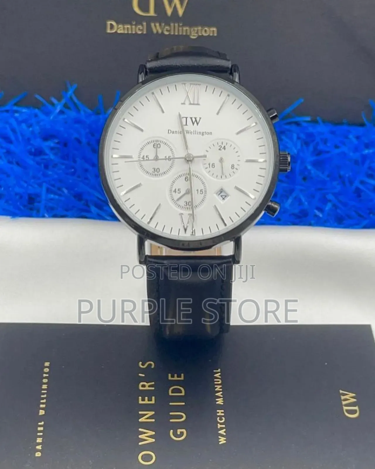 Daniel Wellington Chronograph Black Leather Wristwatch