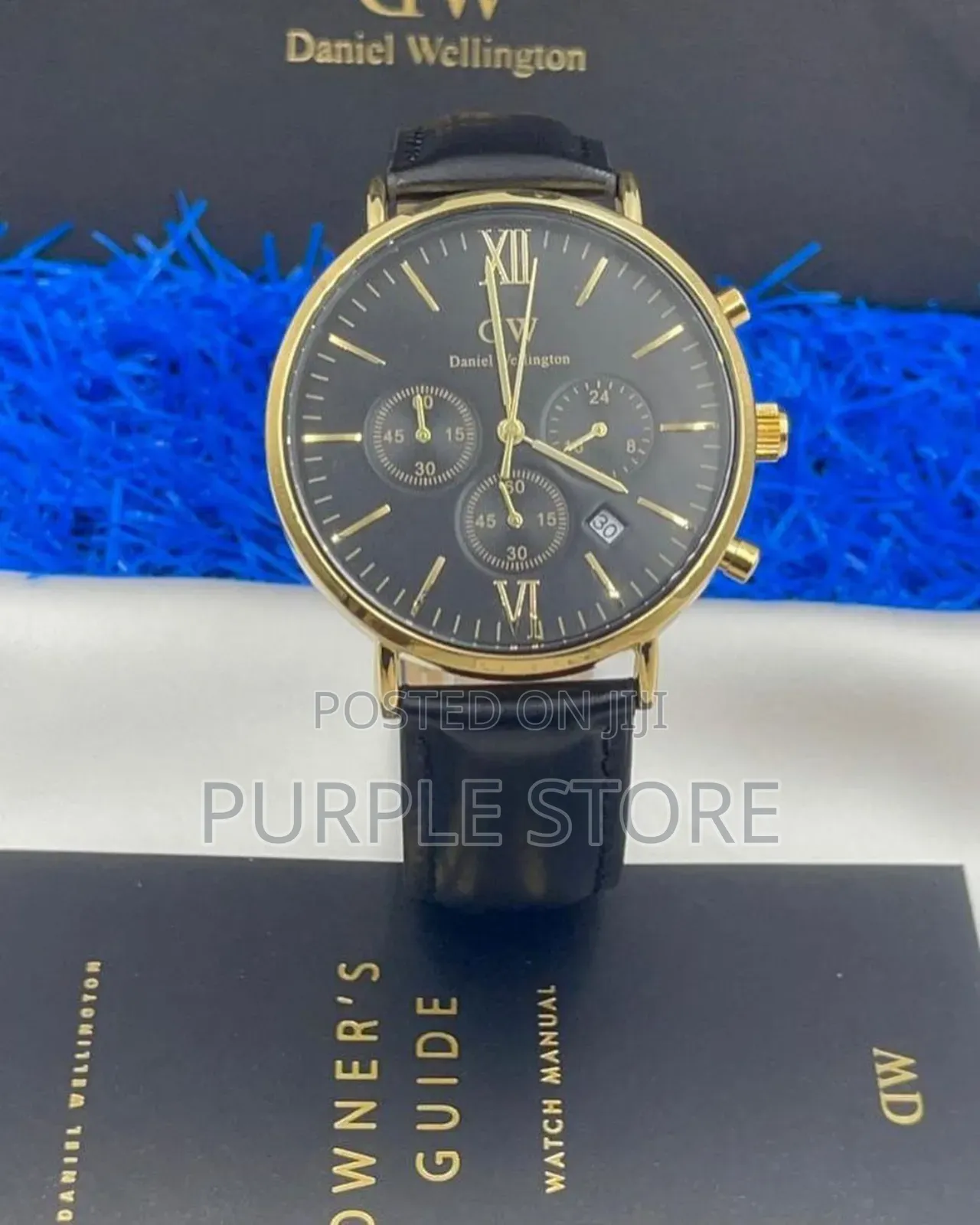 Daniel Wellington Chronograph Black Leather Wristwatch