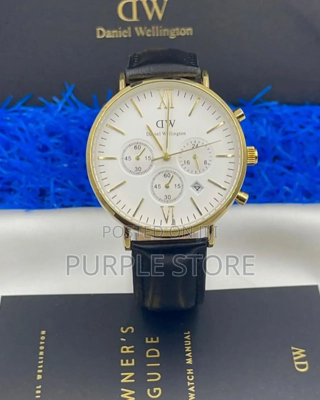 Daniel Wellington Chronograph Black Leather Wristwatch