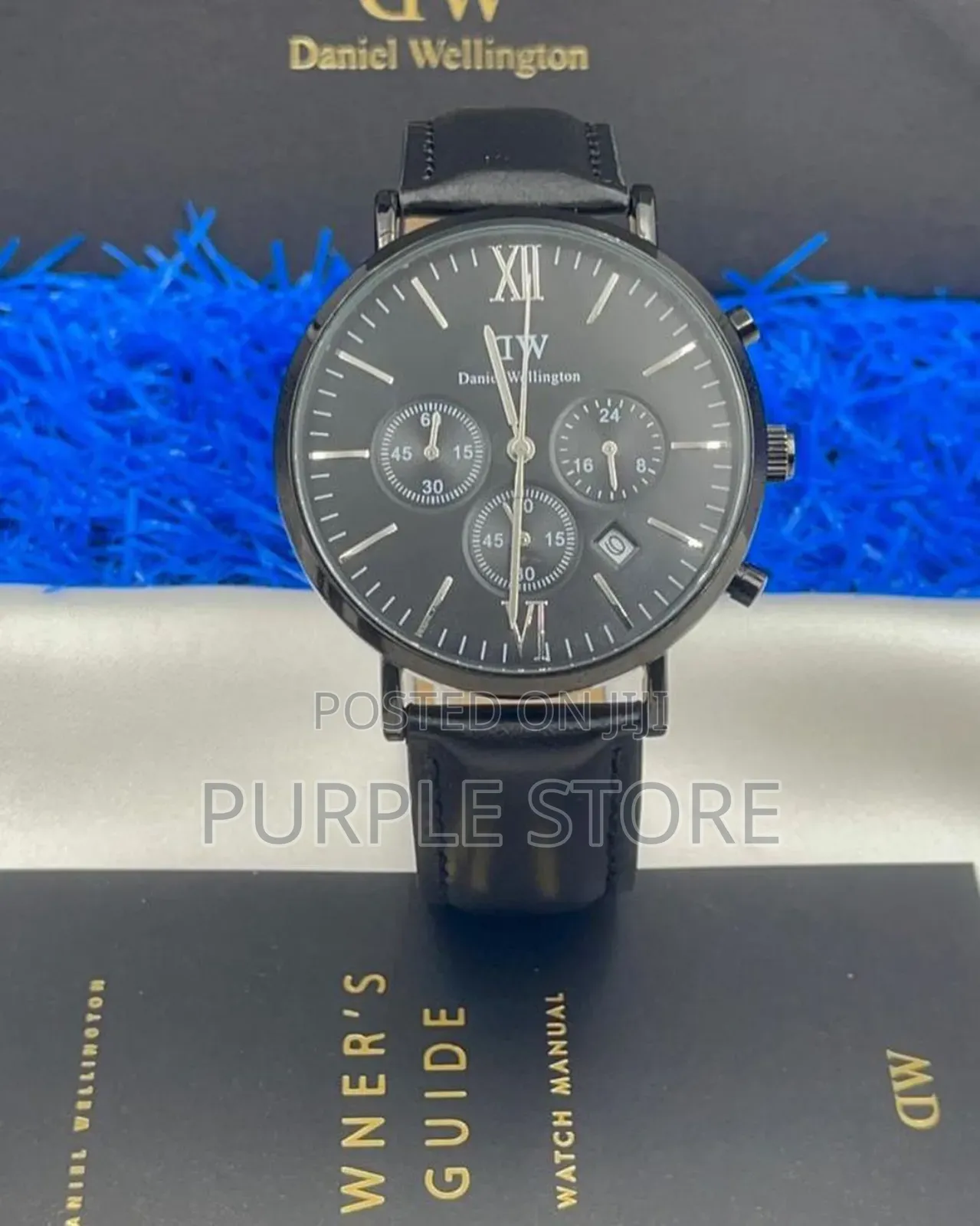 Daniel Wellington Chronograph Black Leather Wristwatch