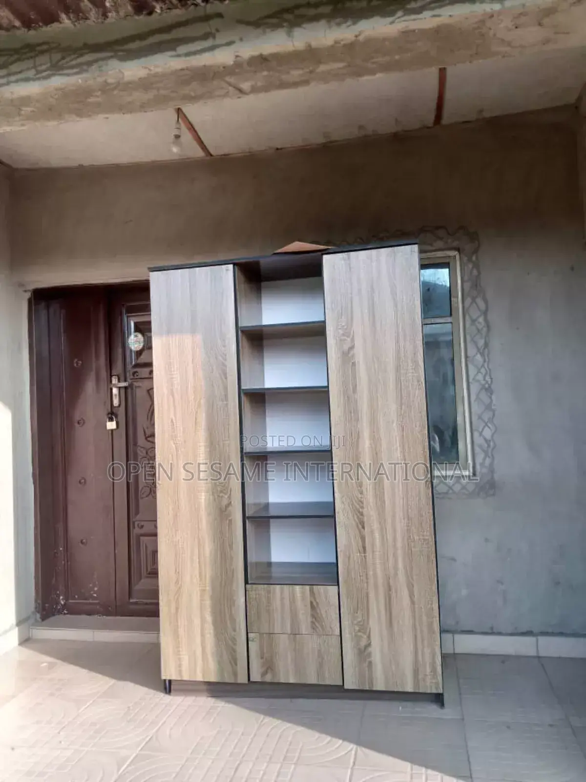 Wardrobe With Two Doors, Bag Rack and Two Drawers