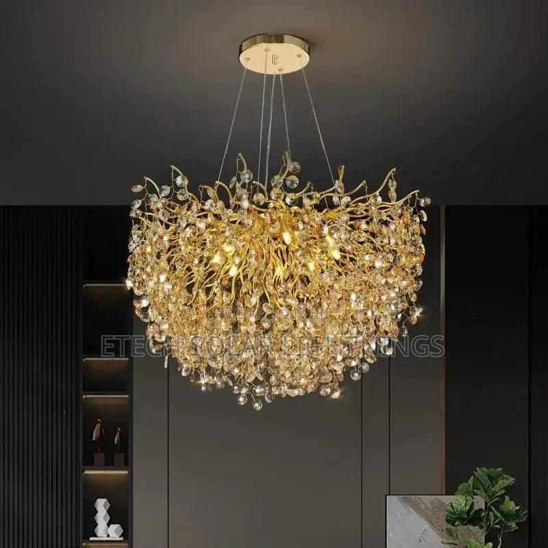 Luxury Golden Crystal Led Ceiling Chandelier Light
