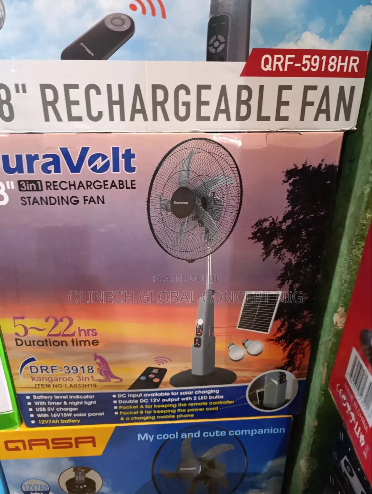 Duravolt Rechargeable Ac Dc Standing Fan With Solar Panel