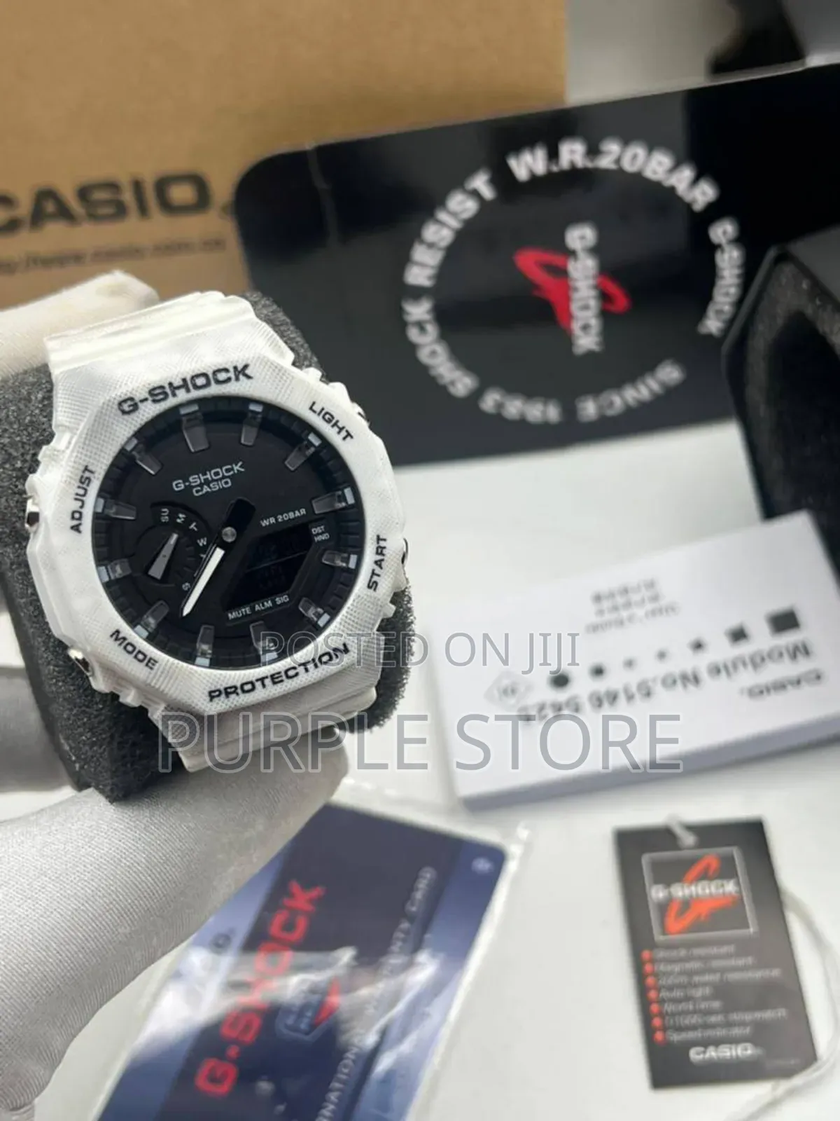 Gshock GMT Double Time Display Watch White Rubber Strap