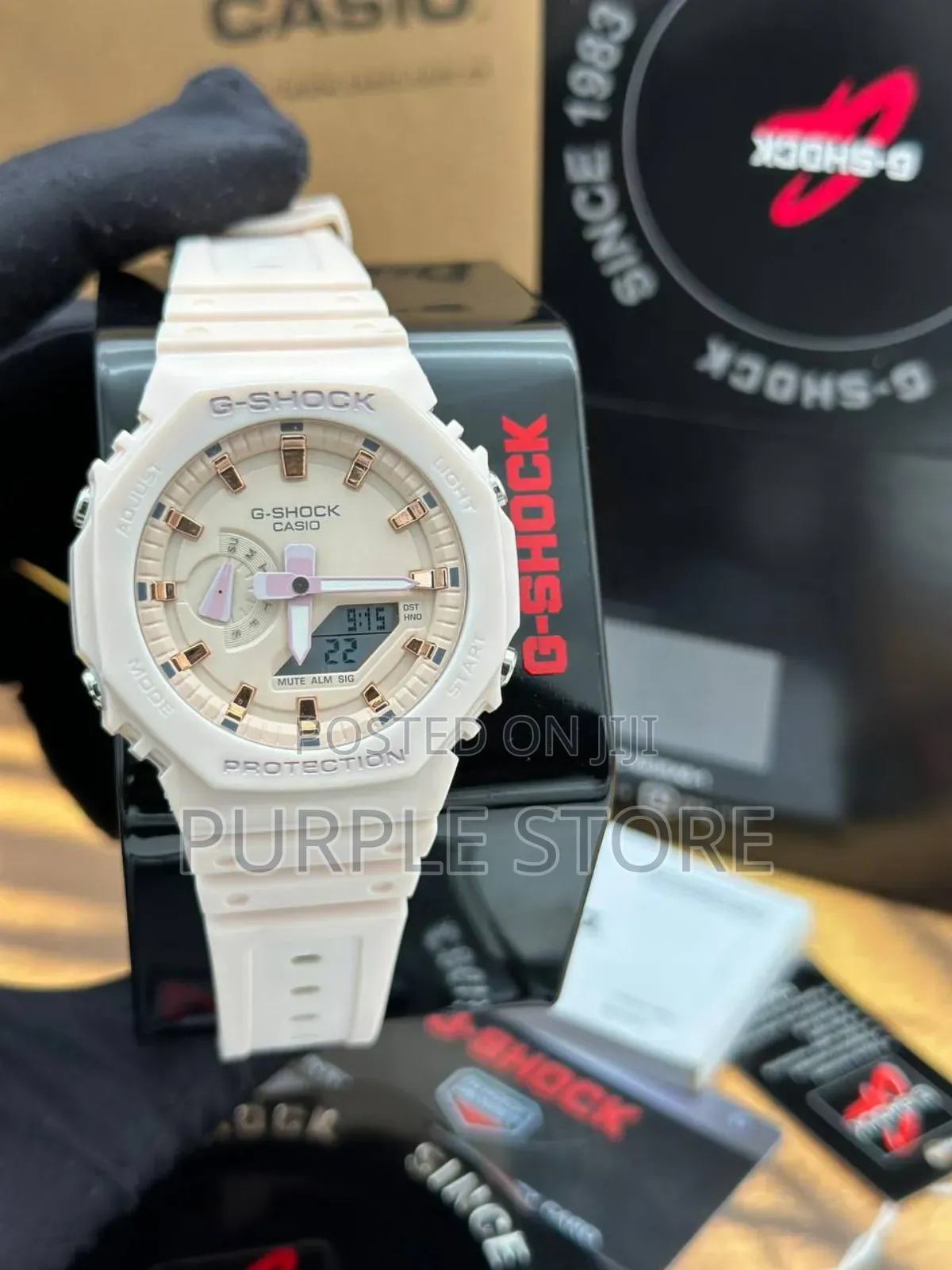 Gshock GMT Double Time Display Watch White Rubber Strap