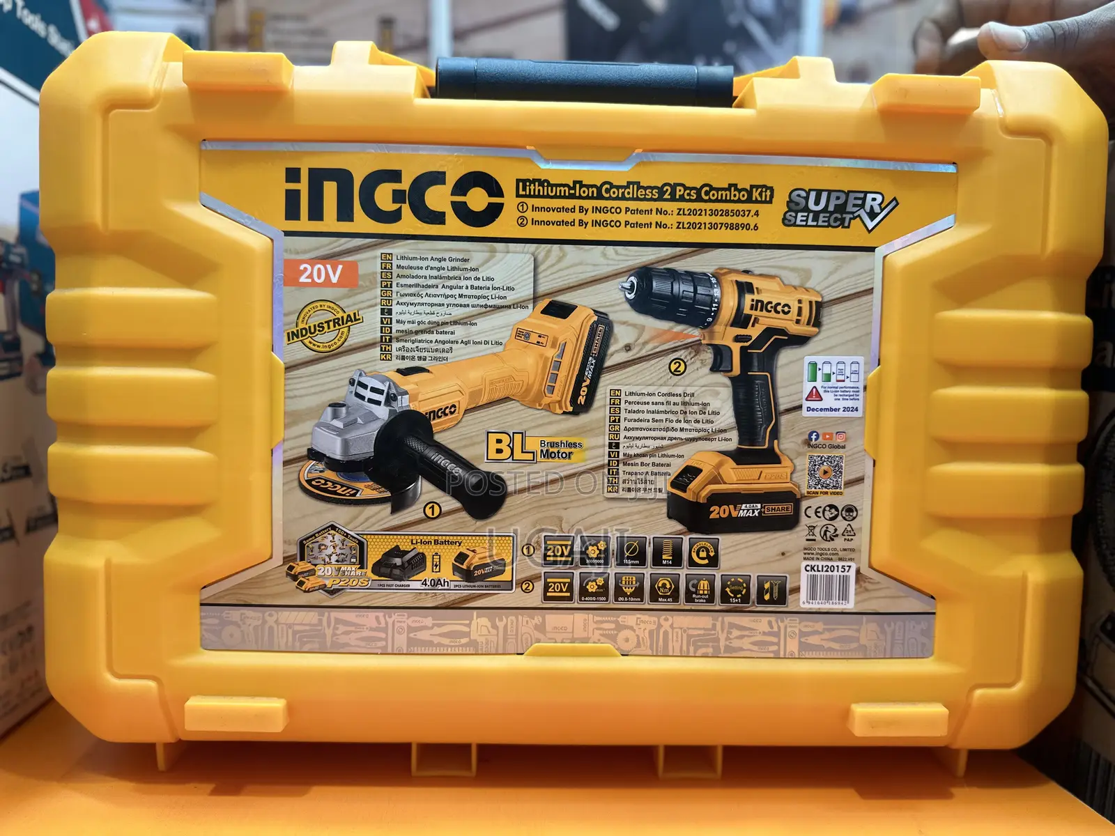 20v Ingco 2pcs Combo Kit(Grinder and Screw Machine)