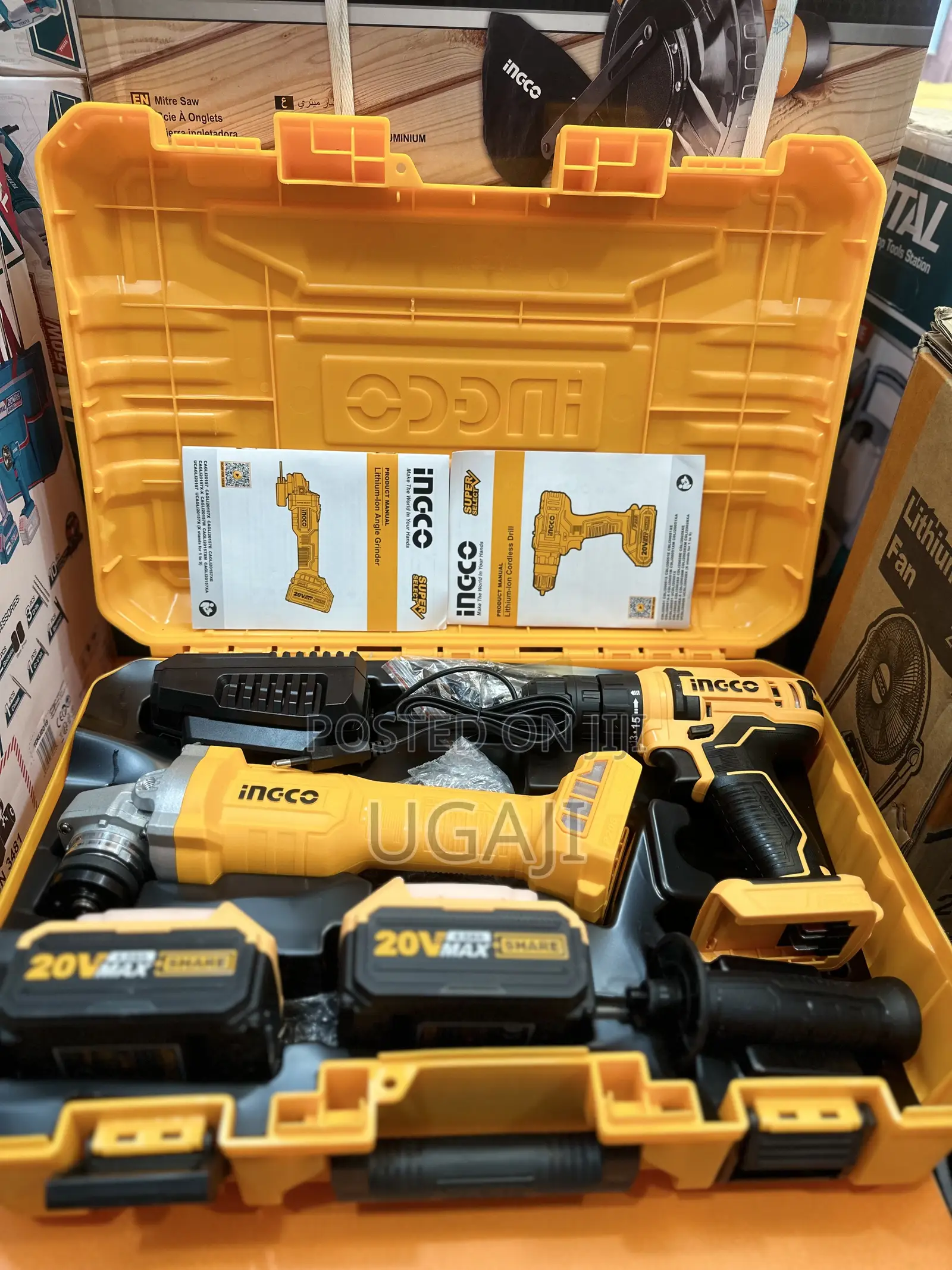 20v Ingco 2pcs Combo Kit(Grinder and Screw Machine)