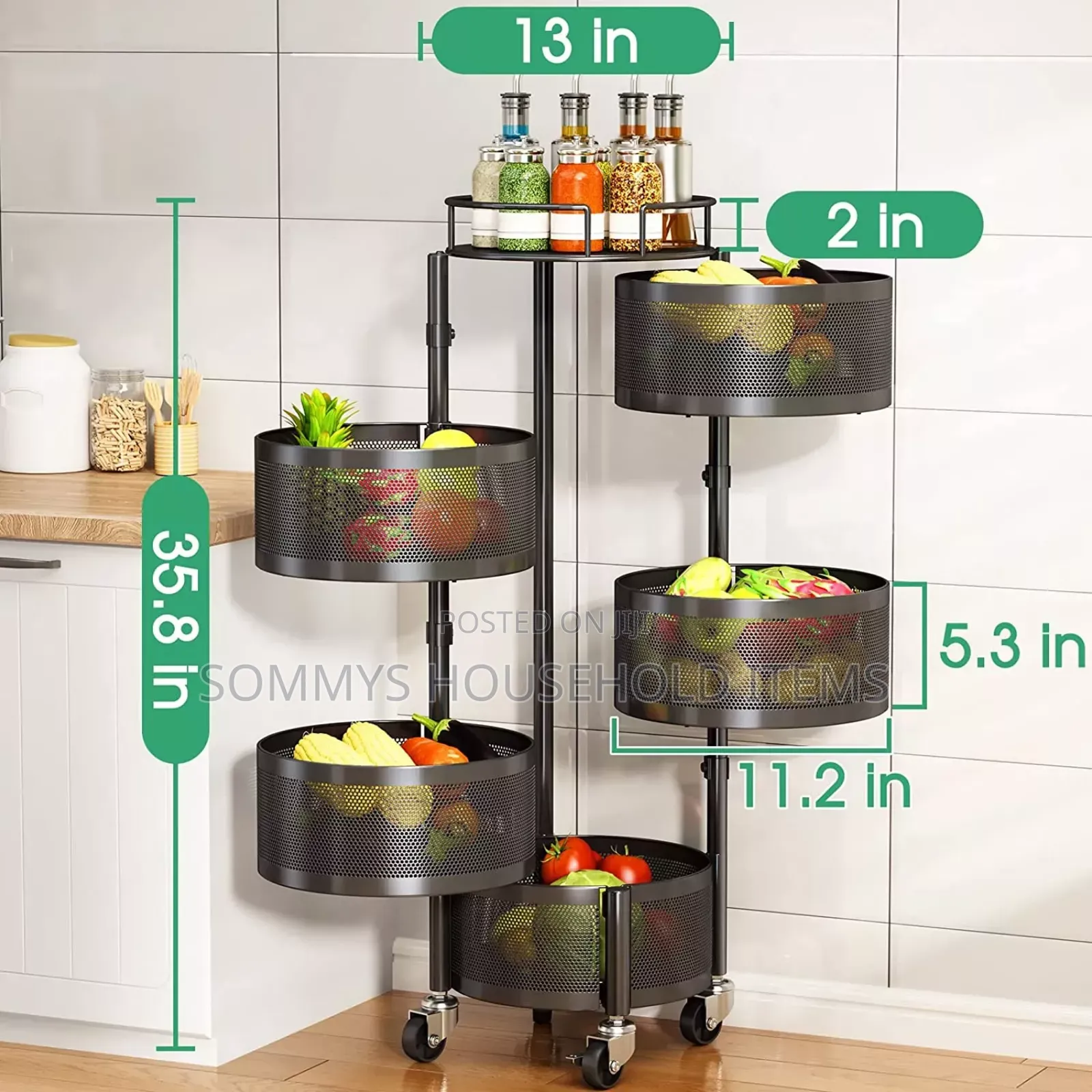5layers Kitchen Basket Storage Organizer