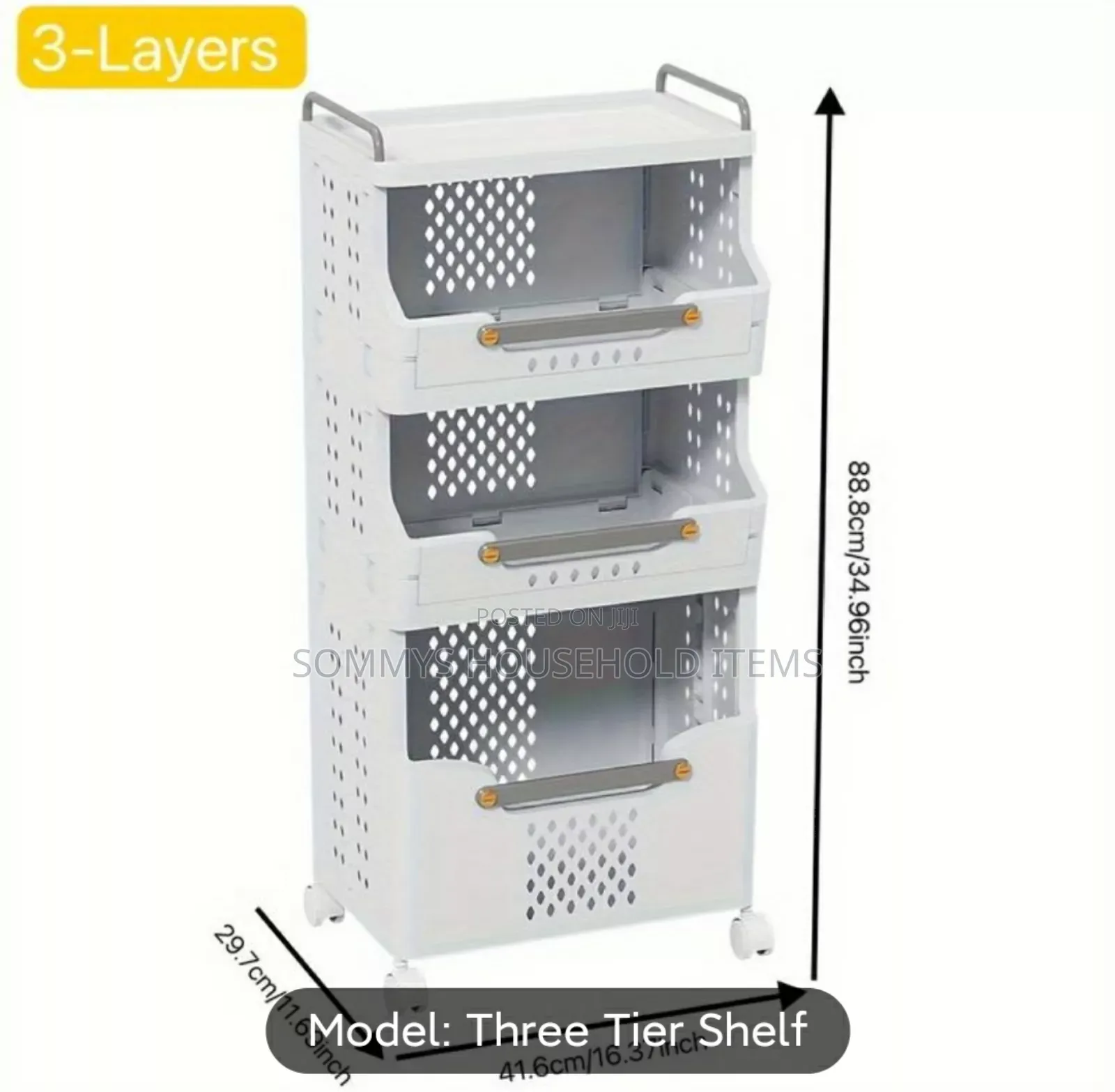 Multiple-Use 4tier Collapsible Storage Rack Without Wheels