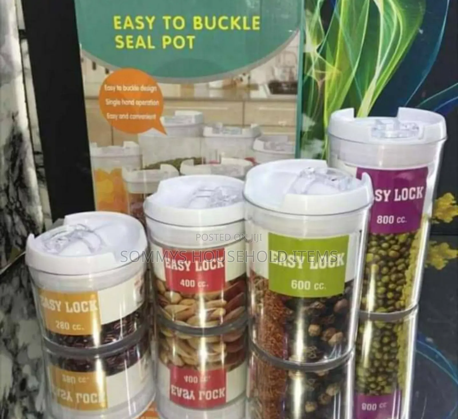 4set Easy Buckle Airtight Container Cereals Storage