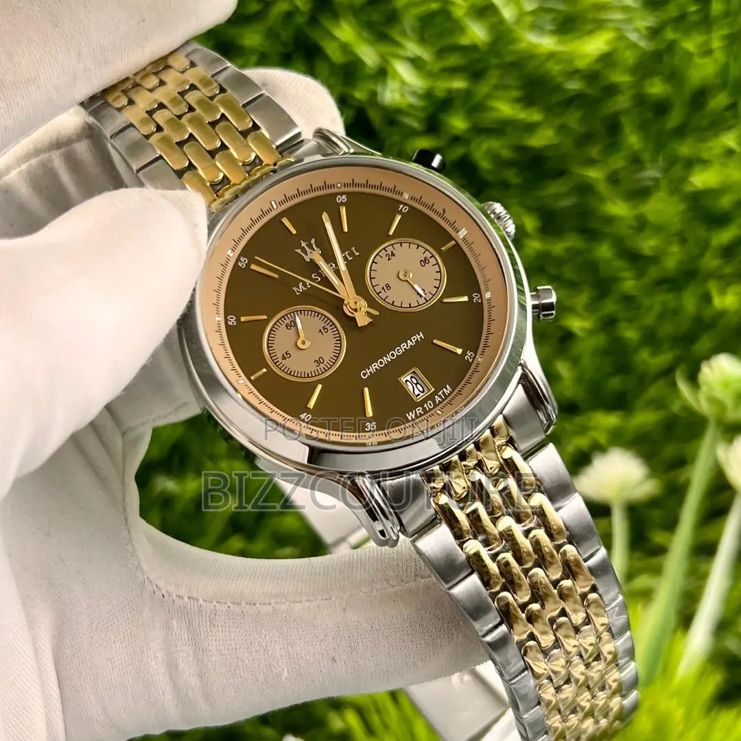 Original Maserati Chronograph Gold Mix Silver Chain Watch