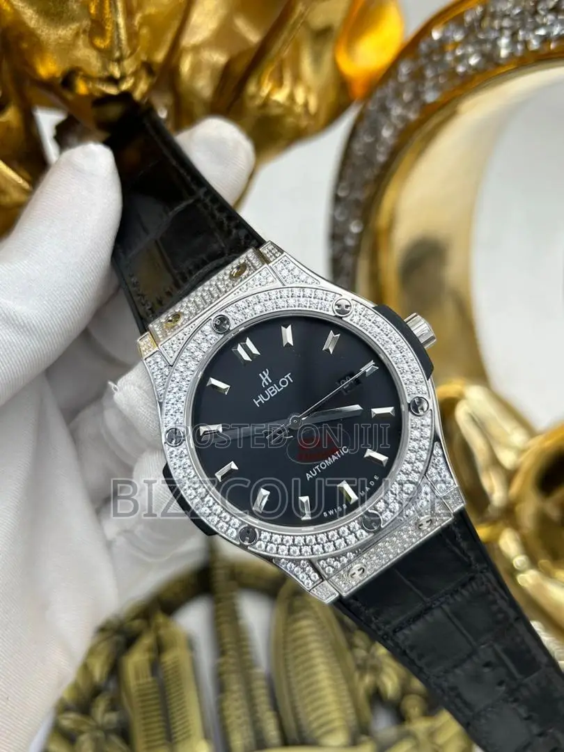 Original Hublot Automatic Swiss Madeblack Leather Watch