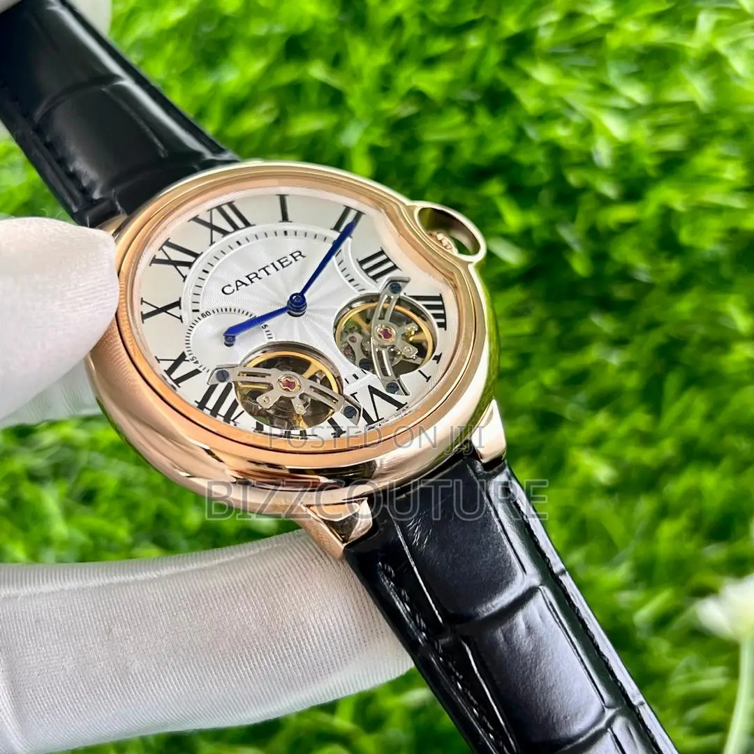 Original Cartier Chronograph Black Leather Watch in Store