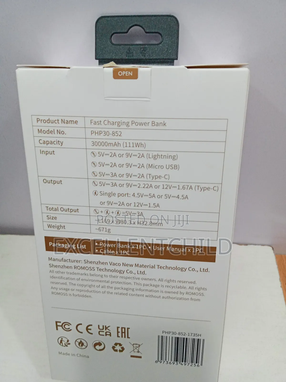 Romoss 30,000mah Sense 8pf Fast Charging Power Bank 22.5w