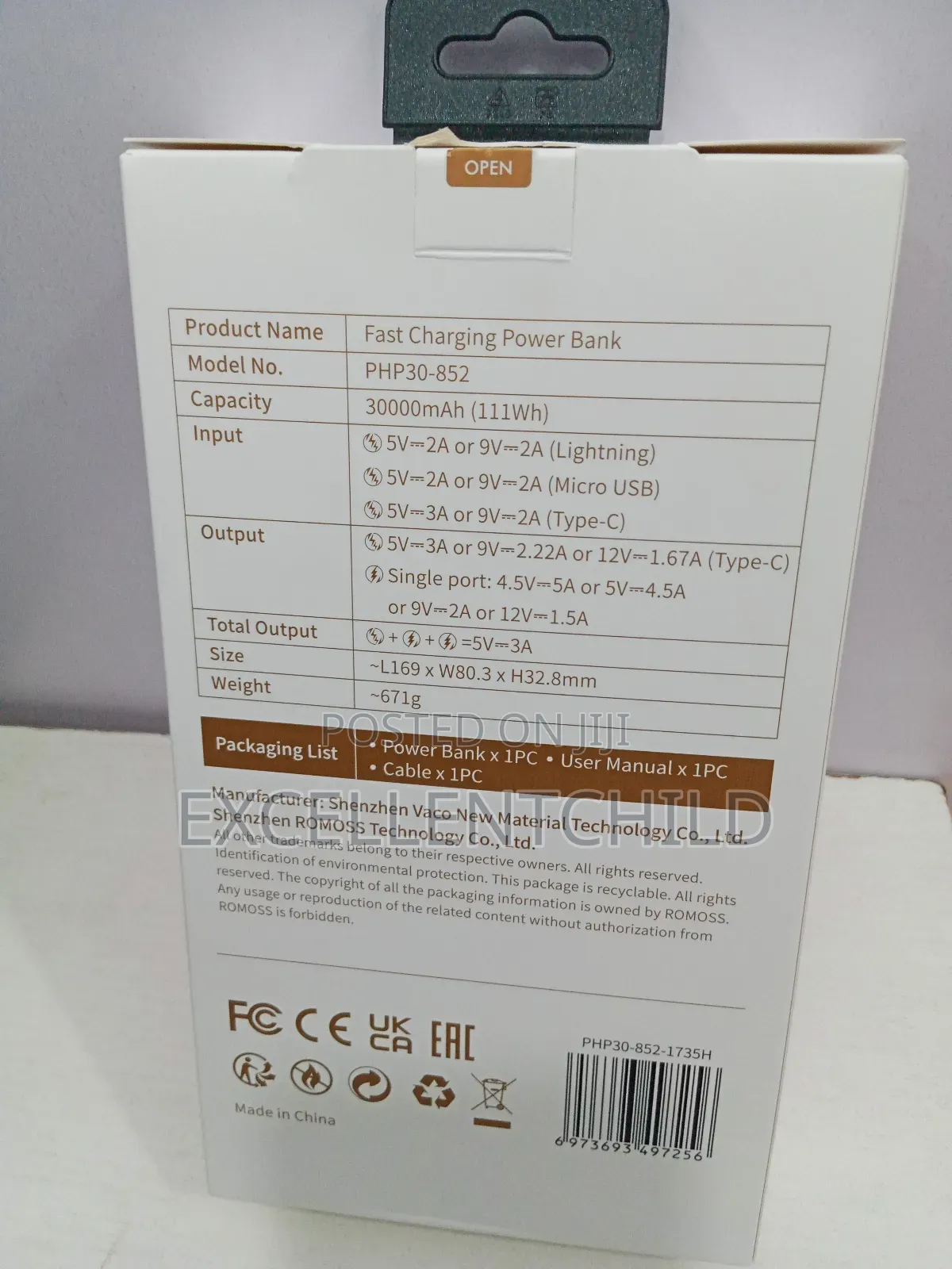 Romoss 30,000mah Sense 8pf Fast Charging Power Bank 22.5w