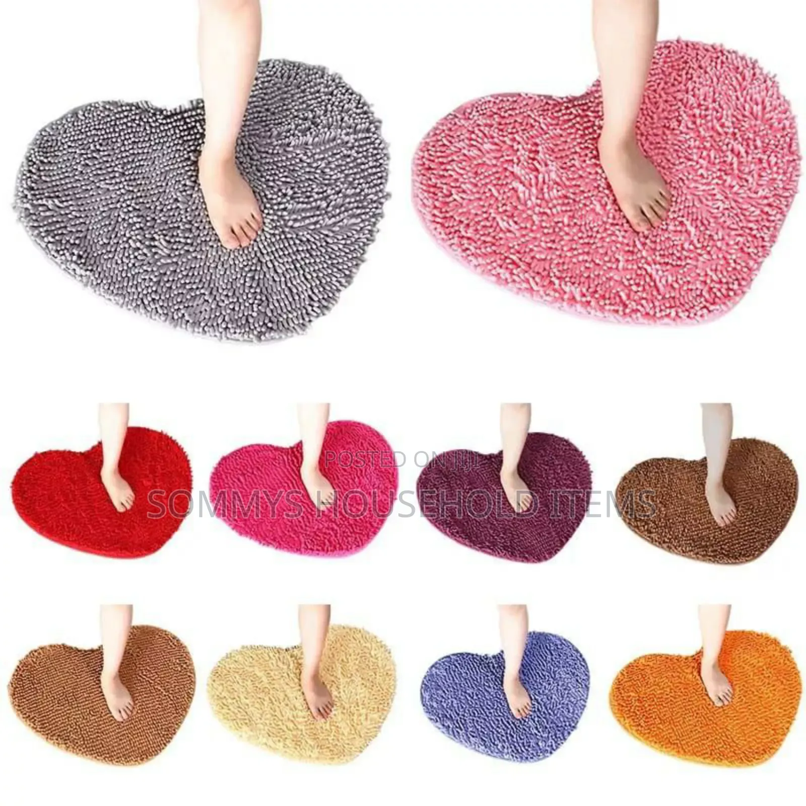 Heart Shape Shaggy Soft Door Mat/Rug