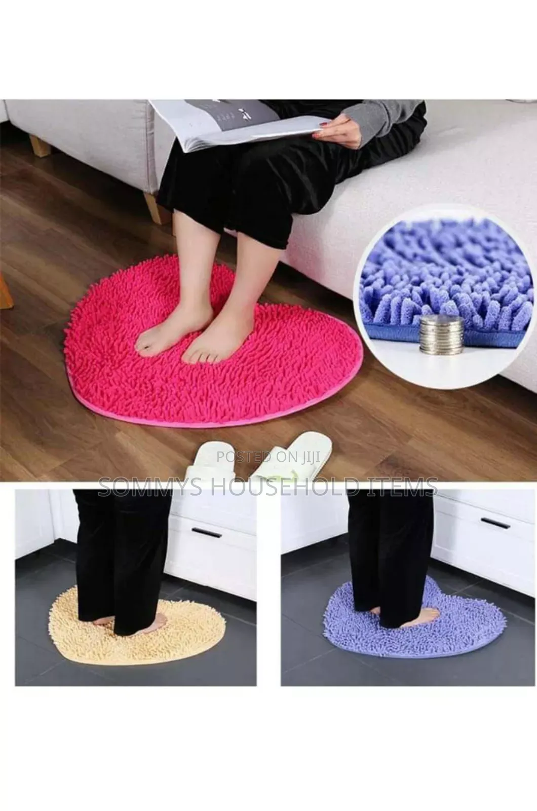 Heart Shape Shaggy Soft Door Mat/Rug