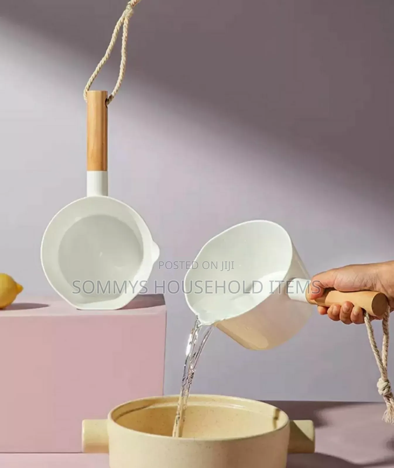 Plastic Water Scoop With Wooden Handle