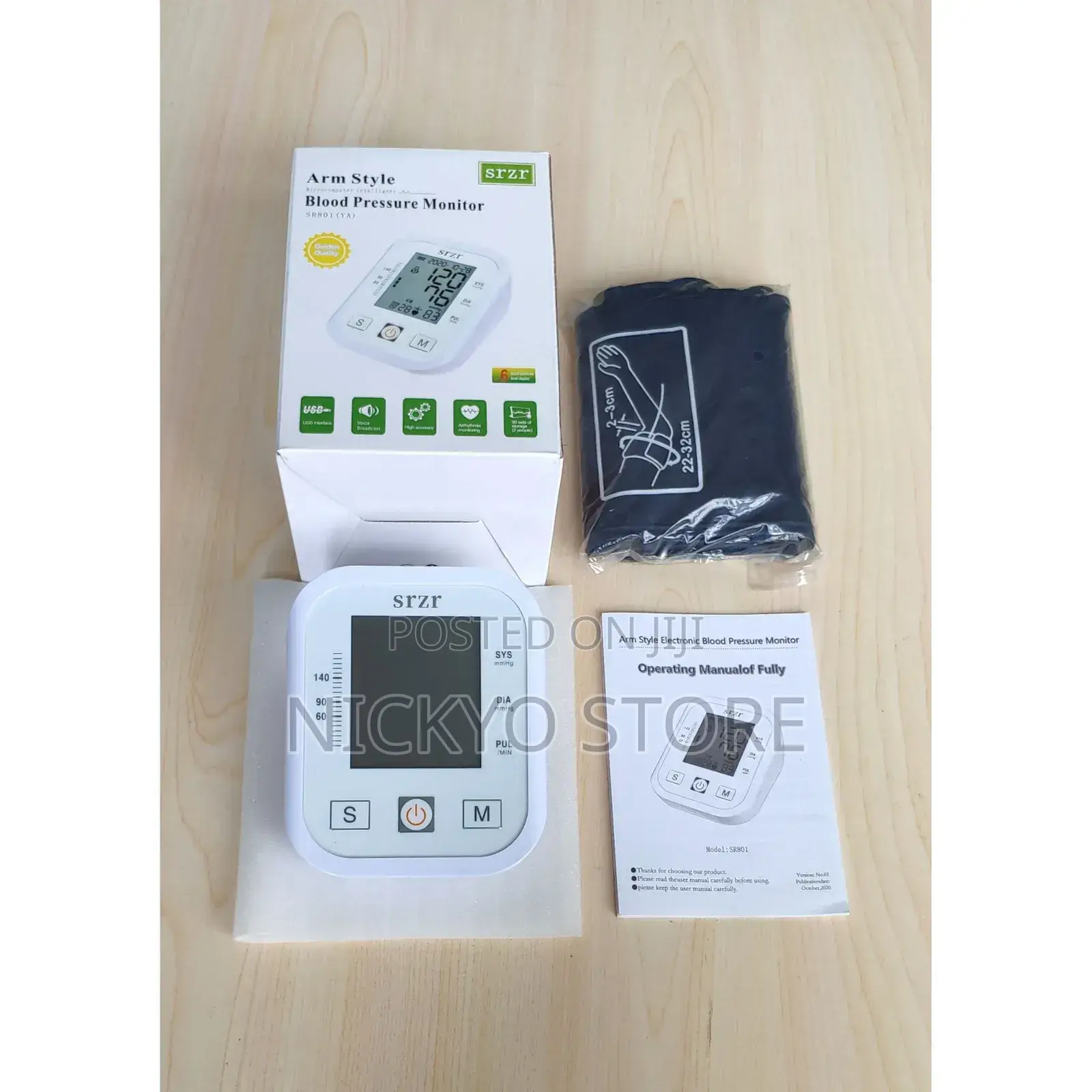 Blood Pressure Monitor Portable Home Cuff Type With LCD