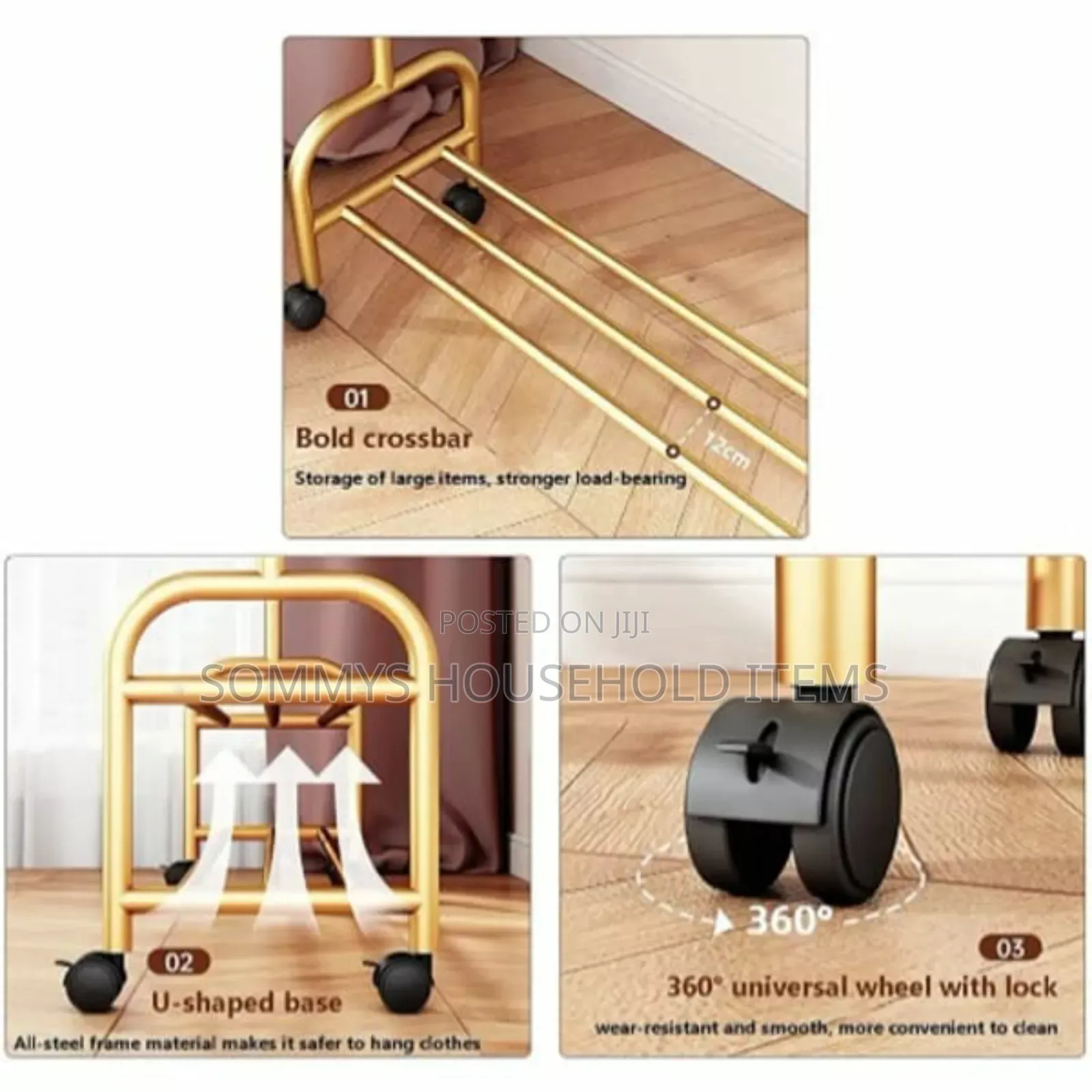 Golden Cloth Shoe Storage Rack With Wheels