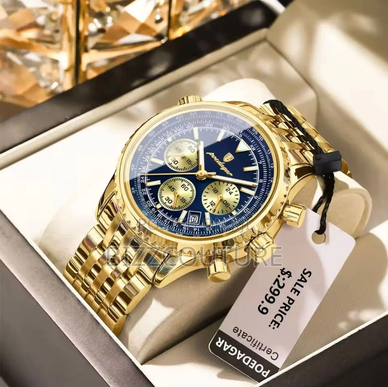Original Poedagar Chronograph Gold Chain Watch Is Available