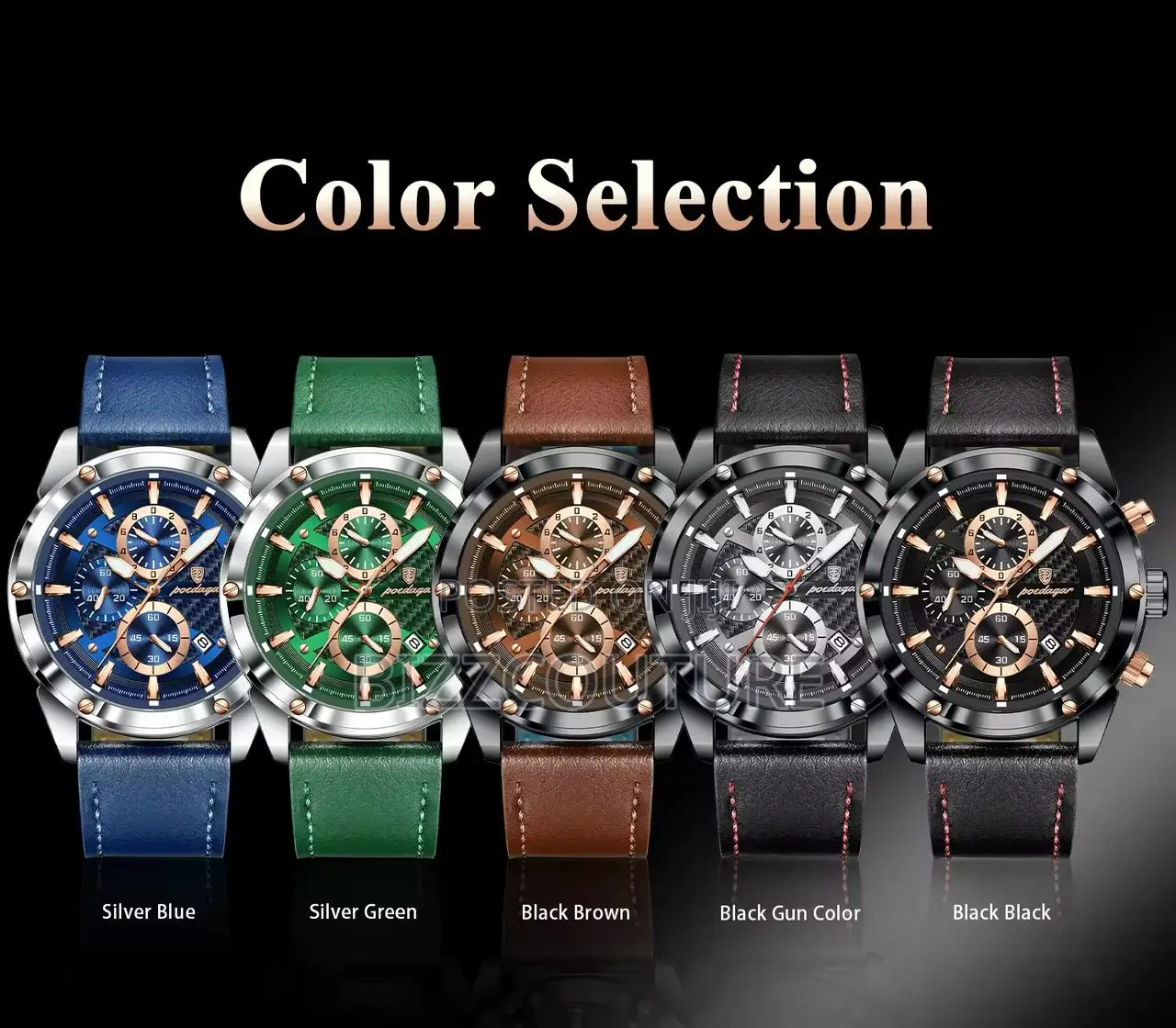 Original Poedagar Chronograph Color Selection Leather Watch